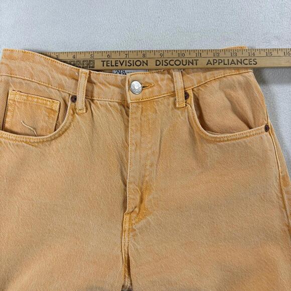 ZARA Wide Leg Jeans Orange Tag 28 High Rise Raw Hem Cropped Straight - Picture 6 of 8